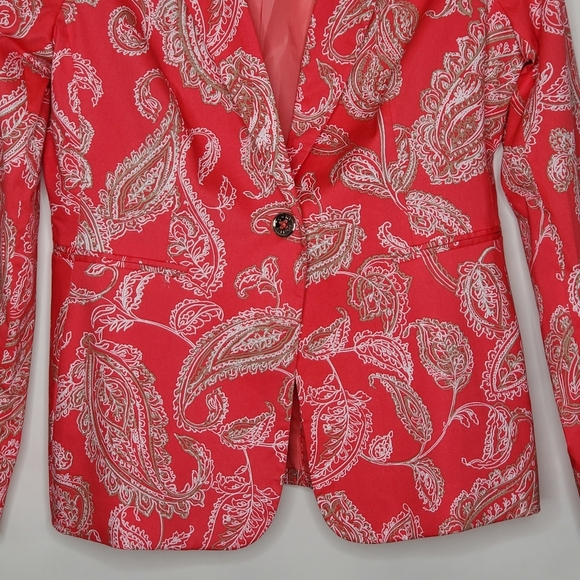 Tommy Hilfiger Paisley Print Blazer Size 12 Lined Slim Fit Floral Structured - Picture 3 of 15